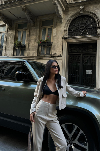 SÜET PANTOLON PENSLİ - Bej