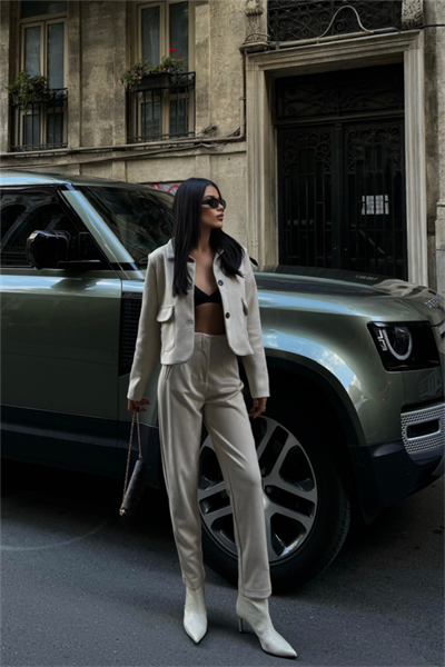 SÜET PANTOLON PENSLİ - Bej