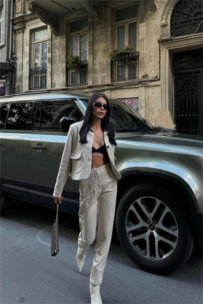 SÜET PANTOLON PENSLİ - Bej