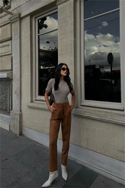 SÜET PANTOLON PENSLİ - Taba