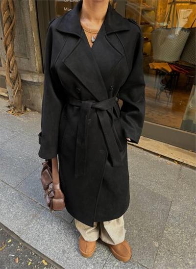 SÜET TRENCH - Siyah