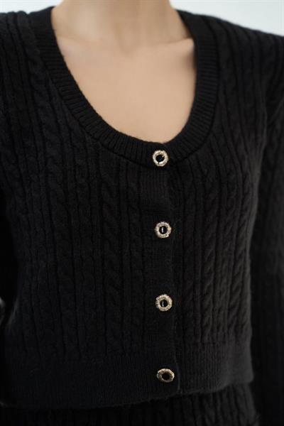 Saç Örgülü Etekli Takım - Siyah