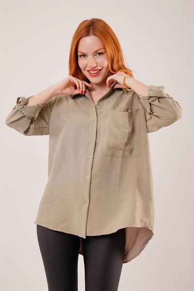 Salaş Kesim Cepli Haki Gömlek