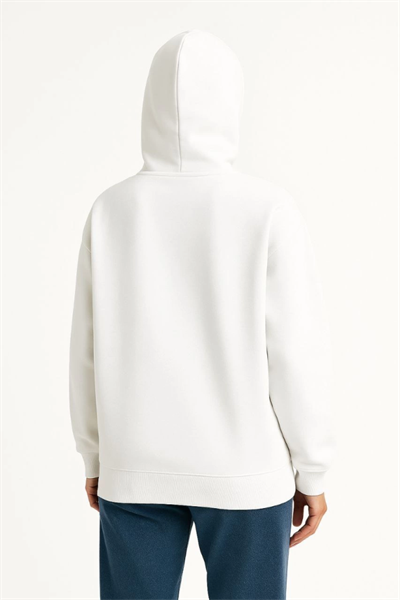 Samuray Ninja Çift Kapşonlu ZIP Fermuarlı Kanguru Çepli Hoodie Maske Detaylı Swetshirt - Beyaz