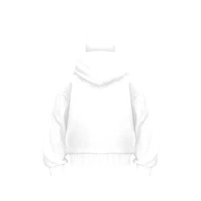 Samuray Ninja Çift Kapşonlu ZIP Fermuarlı Kanguru Çepli Tam Fermuarlı Hoodie Swetshirt - Beyaz