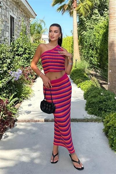 Sandy Renk Geçişli Crop Takım 9857