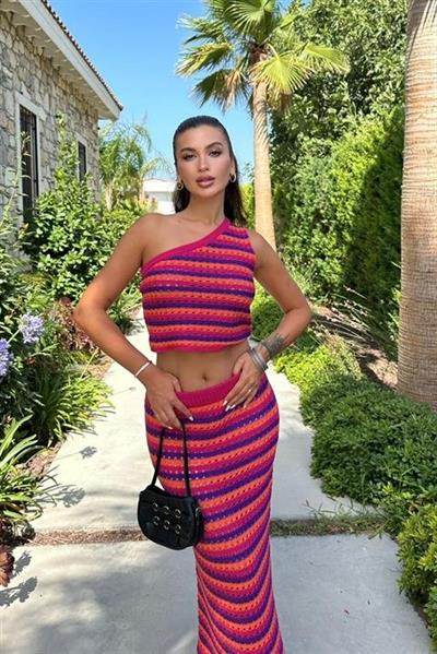 Sandy Renk Geçişli Crop Takım 9857