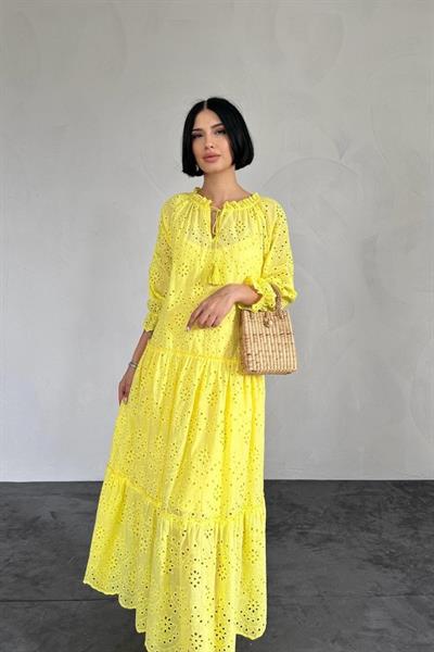 Sarı Dantelli New Elbise