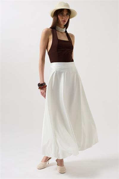 Saten Balon Detay Midi Etek