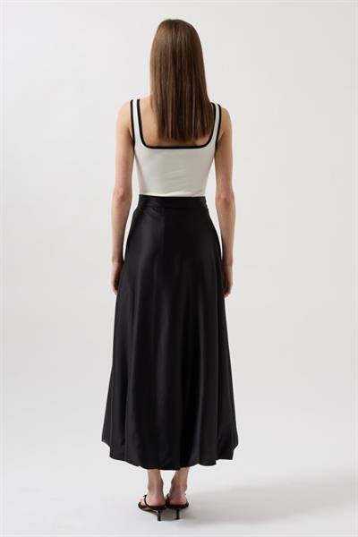 Saten Balon Detay Midi Etek
