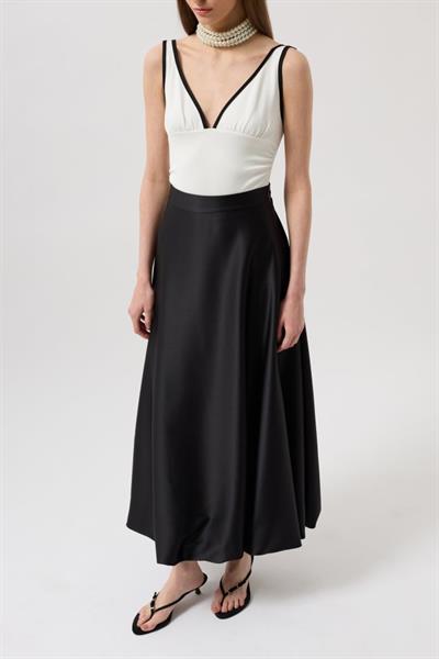 Saten Balon Detay Midi Etek