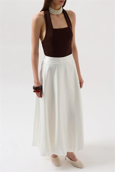 Saten Balon Detay Midi Etek