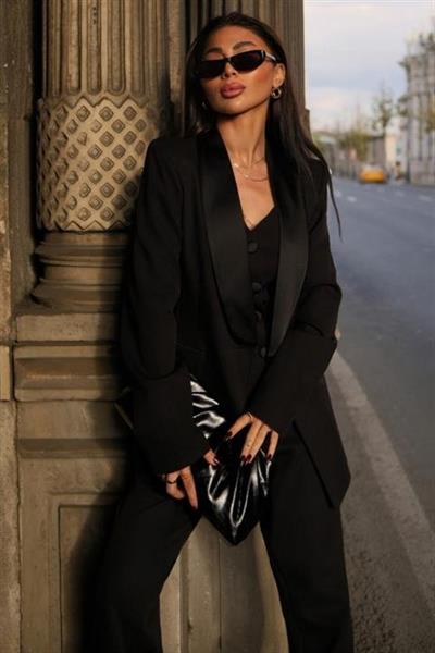 Saten Detaylı Büstiyer Pantolon Takım 10024