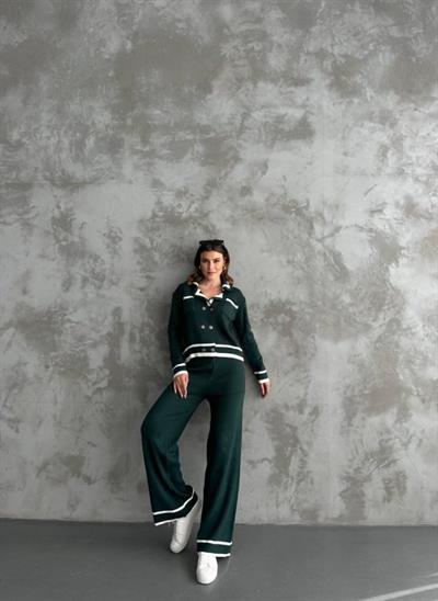 Şerit Detaylı Hırka Pantolon İkili Takım