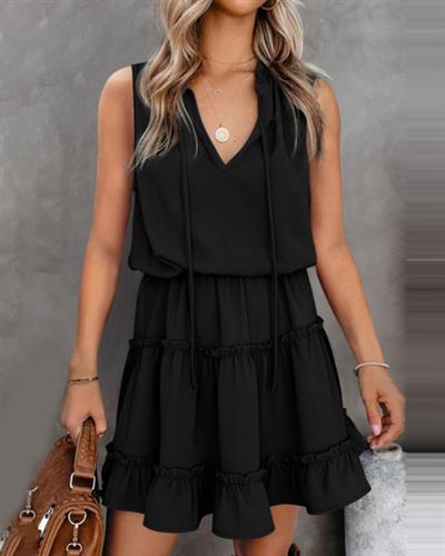 Sıfır Kol V Yaka Ipek Aerobin Elbise