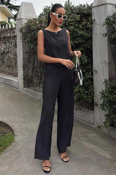 Sıfır Kollu Bluz Batik Desenli Pantolon İkili Takım 10181-08