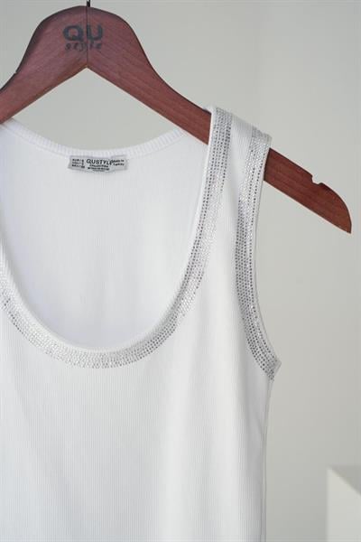 Sıra Taşlı Atlet - Beyaz