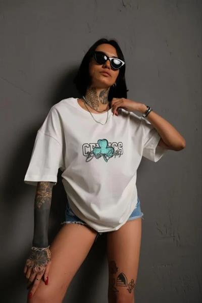 Sırt Baskılı T-shirt - Beyaz