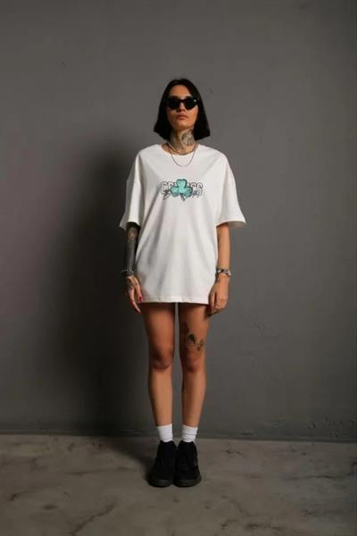 Sırt Baskılı T-shirt - Beyaz