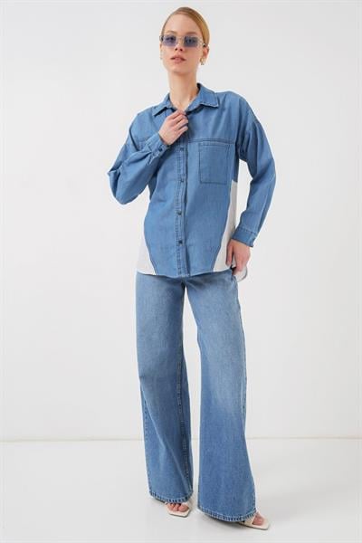 Sırt Detaylı Kot Gömlek 20305 - Mavi