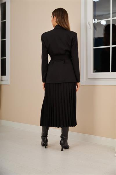 Siyah Atlas Etek Ve Pilise Takım