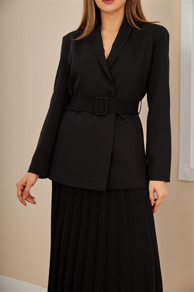 Siyah Atlas Etek Ve Pilise Takım