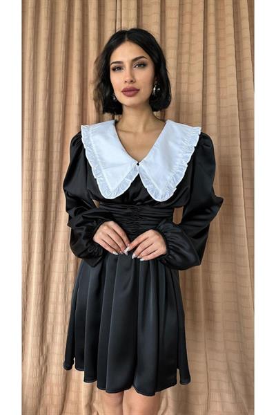 Siyah Bebe Yakalı Elbise