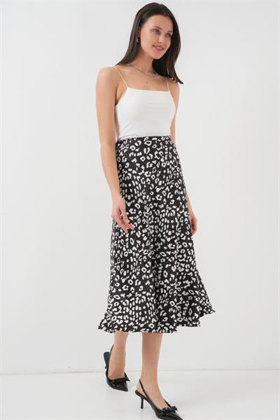 Siyah Beyaz Desenli Saten Etek 15806