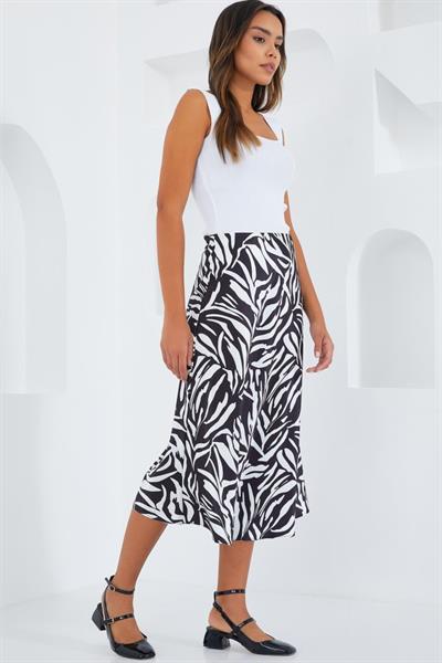 Siyah Beyaz Desenli Saten Etek 15806