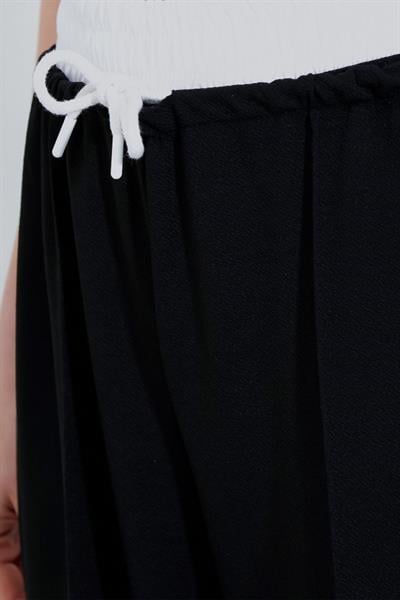 Siyah Bol Paça Çımalı Pantolon 6662