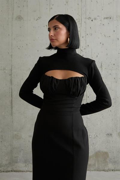 Siyah Göğüs Kuplu Elbise