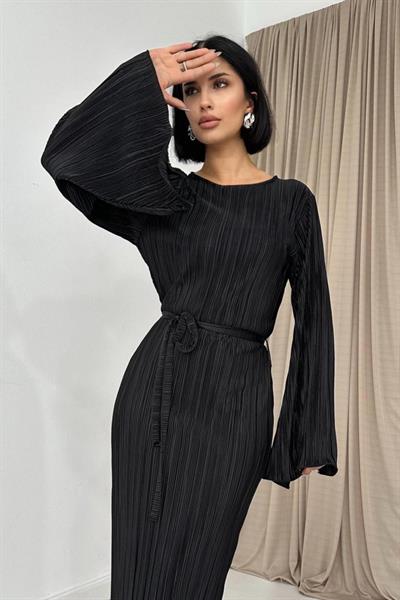 Siyah İspanyol Kol Piliseli Elbise