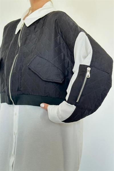 Siyah Kapitone Garnili Gömlek