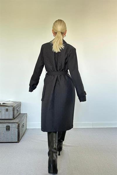 Siyah Kapitone Trençkot