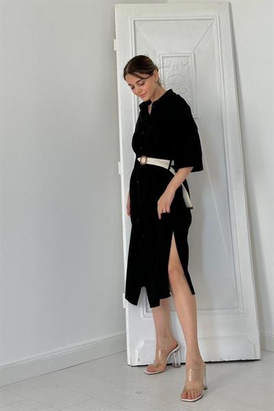 Siyah Kemerli Elbise