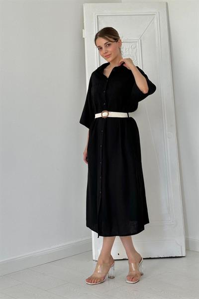Siyah Kemerli Elbise