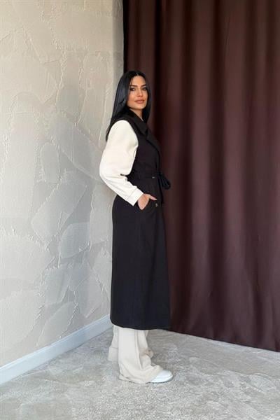 Siyah Kolsuz Kaşe Kaban