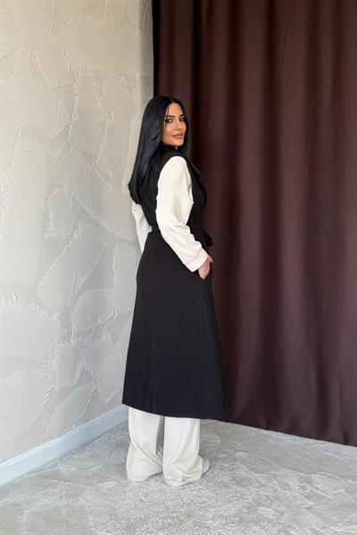 Siyah Kolsuz Kaşe Kaban