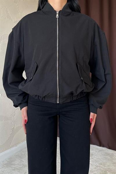 Siyah Parçalı Bomber Ceket