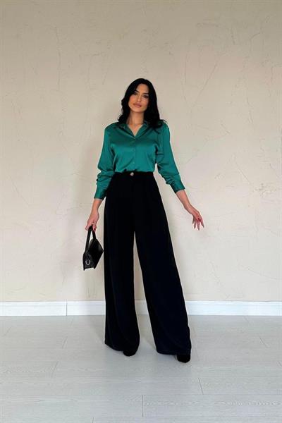 Siyah Pileli Comfort Pantolon