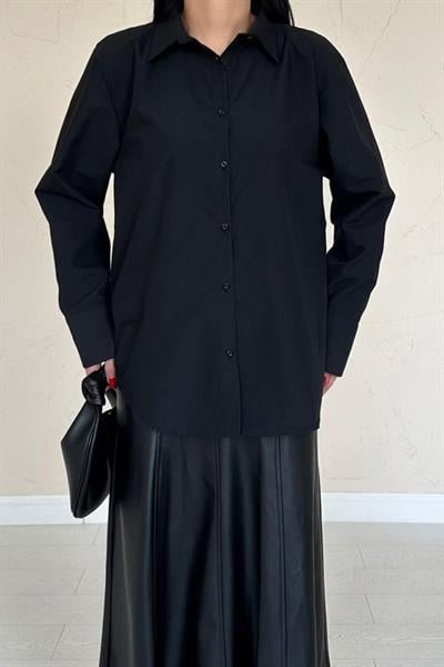 Siyah Poplin Gömlek