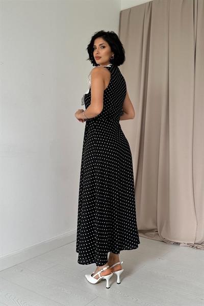 Siyah Puantiyeli Bebe Yaka Elbise