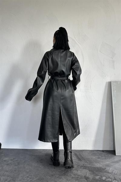 Siyah Reglan Kol Trençkot