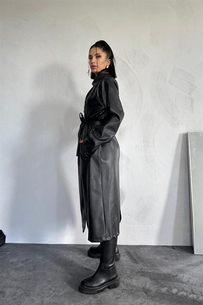 Siyah Reglan Kol Trençkot