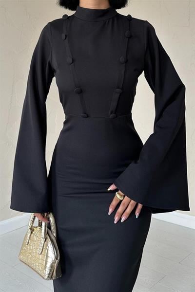 Siyah Tek Kollu Elbise