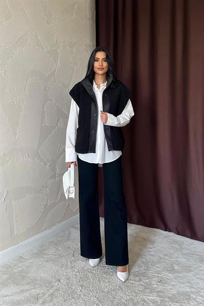 Siyah Yanları Bağlı Yelek