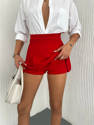 Şortlu Etek - Kırmızı