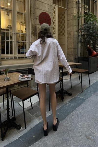 Stacy Çizgili Şort Takım 9801-0025