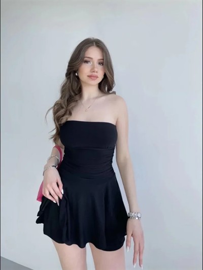 Straplez Mini Etek Görünümlü Şortlu Elbise Büzgülü Şık Yazlık - Siyah