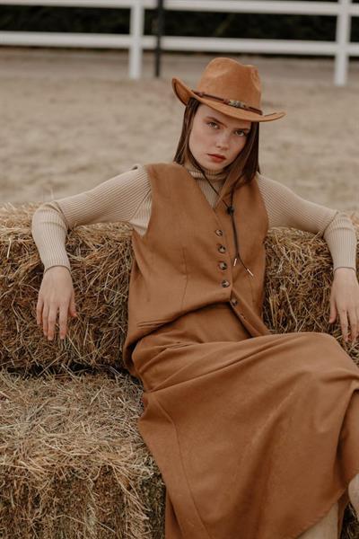Süet Yelek - Camel